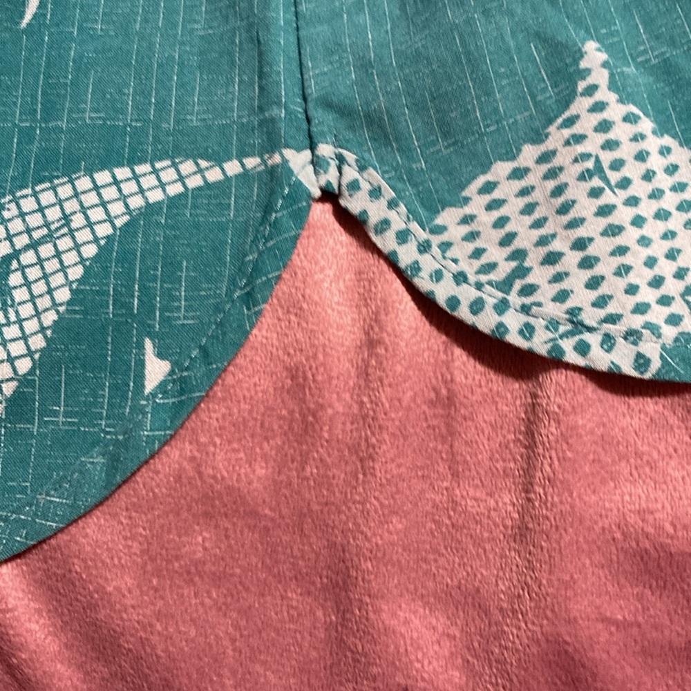 🍋 Aloha Hawaii Aqua Leaf Teal Print Drawstring Coverup L - Picture 7 of 7